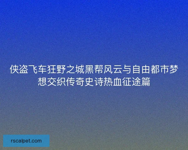 侠盗飞车狂野之城黑帮风云与自由都市梦想交织传奇史诗热血征途篇
